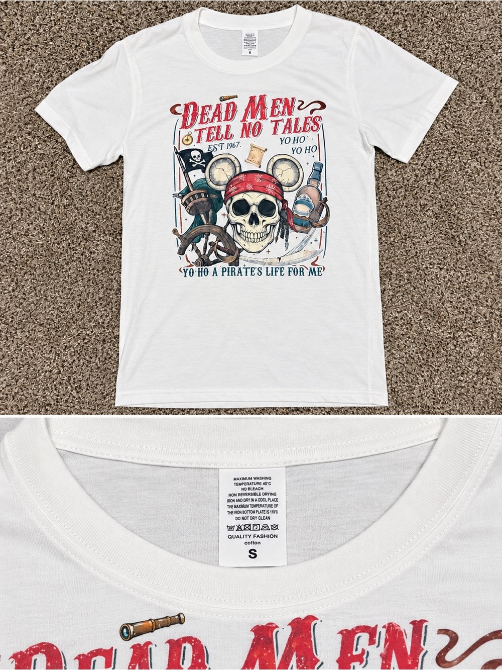 White Pirate Graphic Tee - Dead Men Tell No Tales